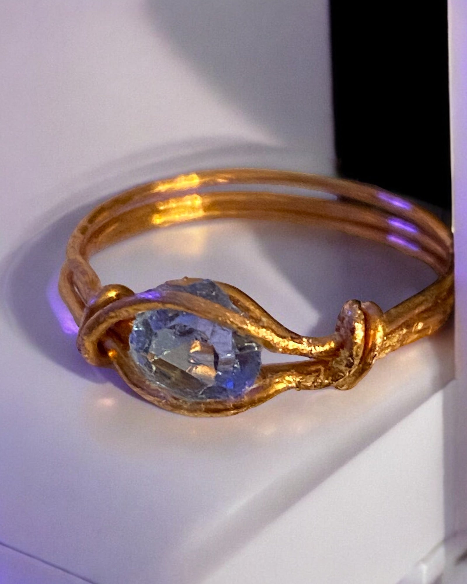 Purple Crystal Bead Wire Wrapped Ring (Size 6.5)
