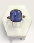 Sterling Silver Cabochon Set Cushion Cut Tanzanite Gemstone Ring