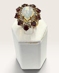Gold Vermeil over Sterling Silver Ethiopian Opal, Garnet and Blue Diamond