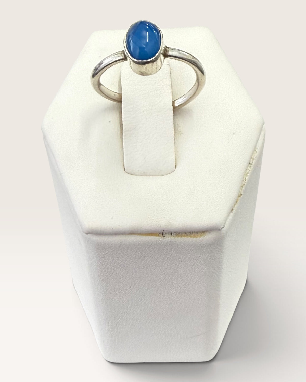 Sterling Silver Blue Calcedony Adjustable Gemstone Ring