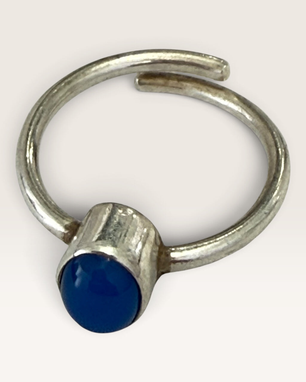 Sterling Silver Blue Calcedony Adjustable Gemstone Ring