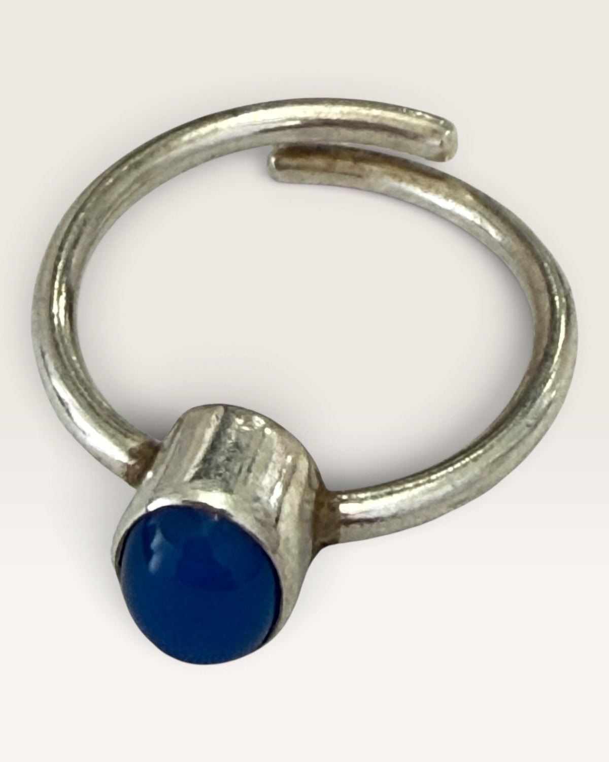 Sterling Silver Blue Calcedony Adjustable Gemstone Ring