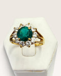 Lind Gold Vermeil over Sterling Silver 925 Synthetic Emerald Ring - Pre-Loved