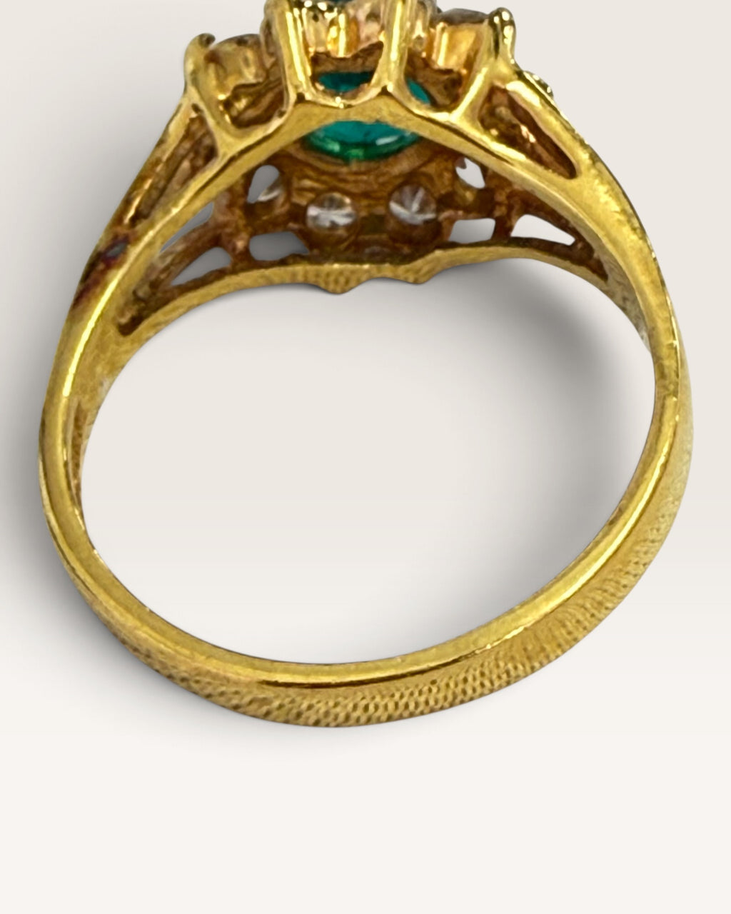 Lind Gold Vermeil over Sterling Silver 925 Synthetic Emerald Ring - Pre-Loved