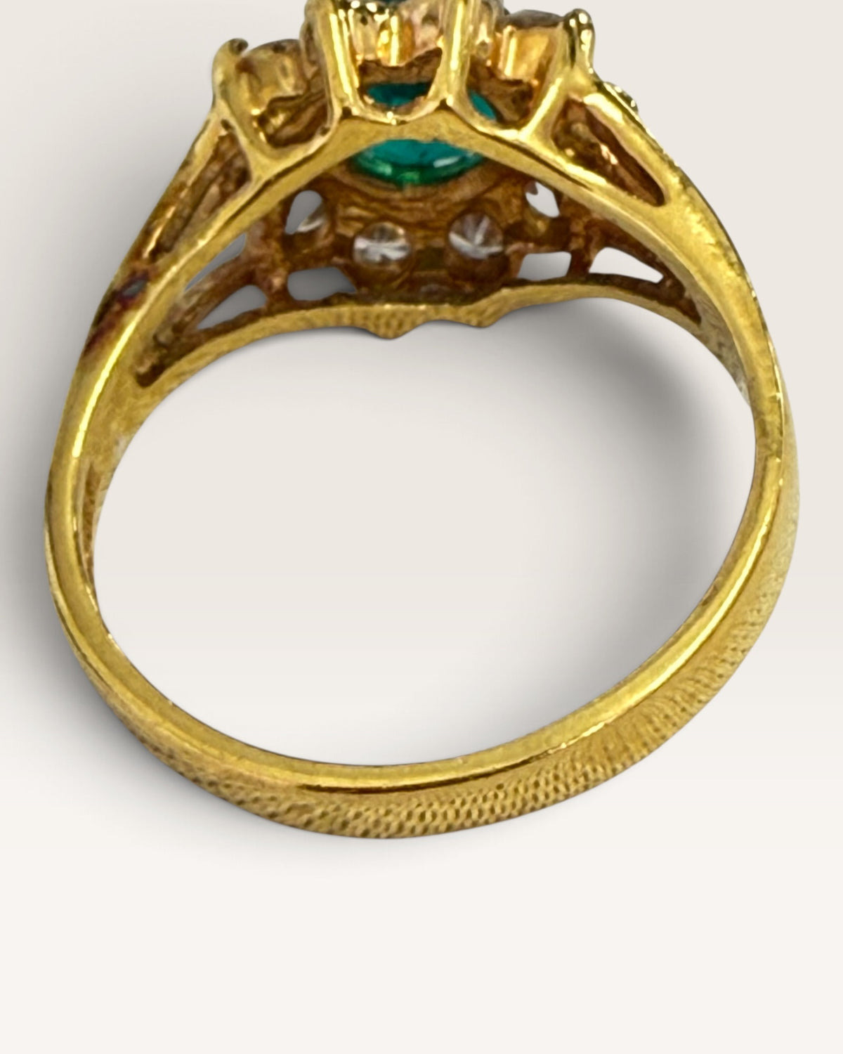 Lind Gold Vermeil over Sterling Silver 925 Synthetic Emerald Ring - Pre-Loved