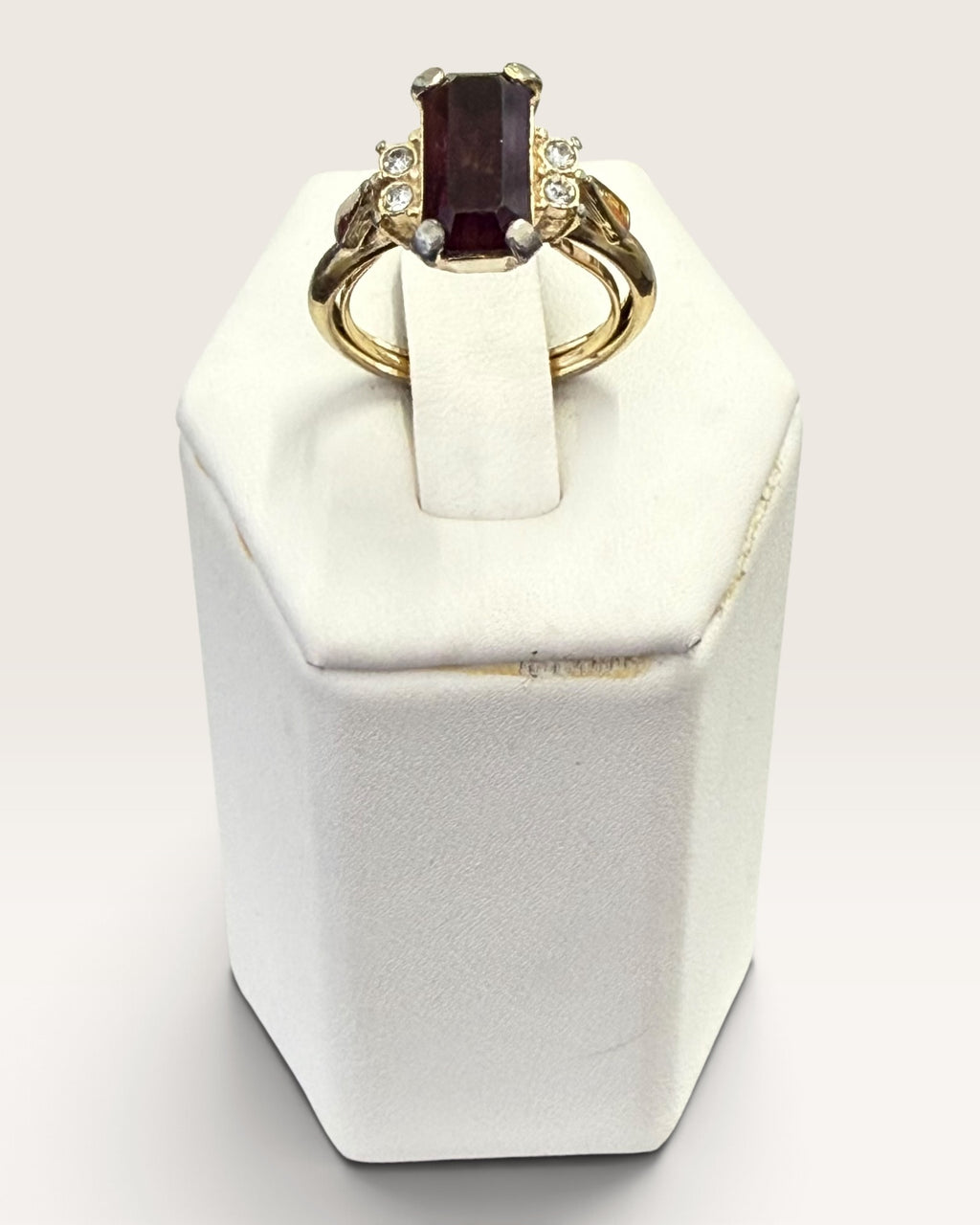 Avon Plaza IV Gold-Tone with Emerald-cut Faux Amethyst Cubic Zirconia