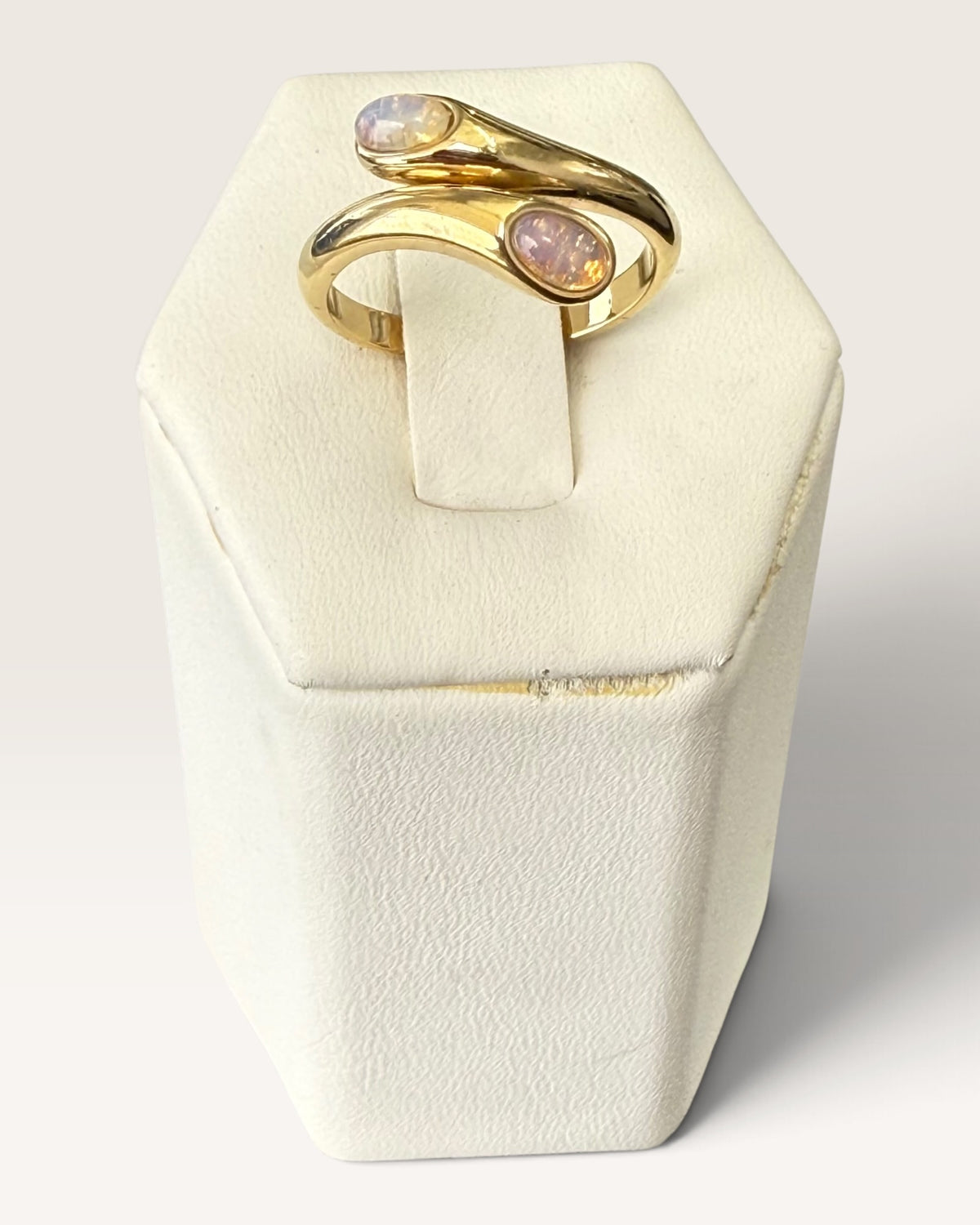 Vintage Avon "Duet" Faux Opal Bypass Ring Gold Tone - Pre-Loved