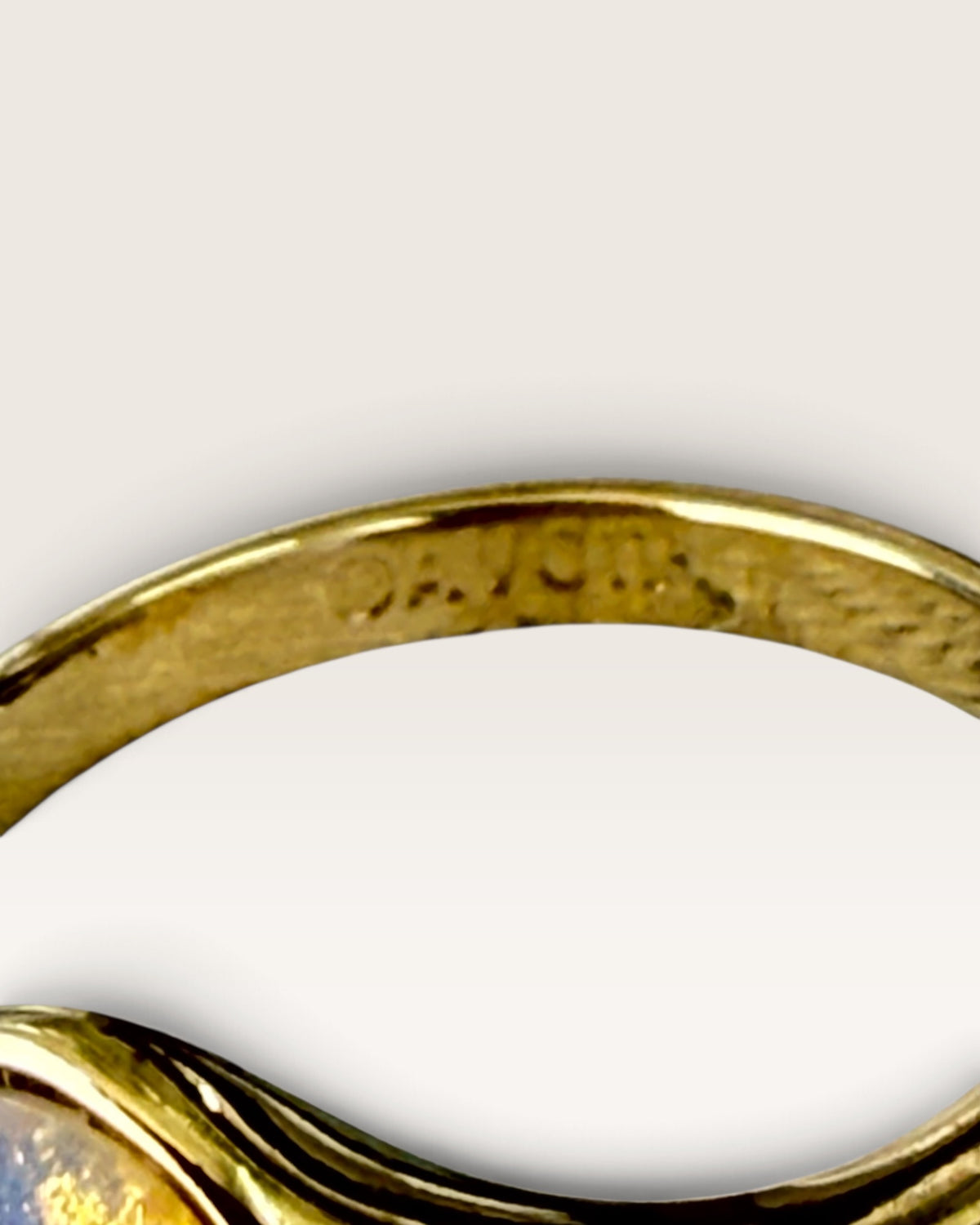 Vintage Avon "Duet" Faux Opal Bypass Ring Gold Tone - Pre-Loved