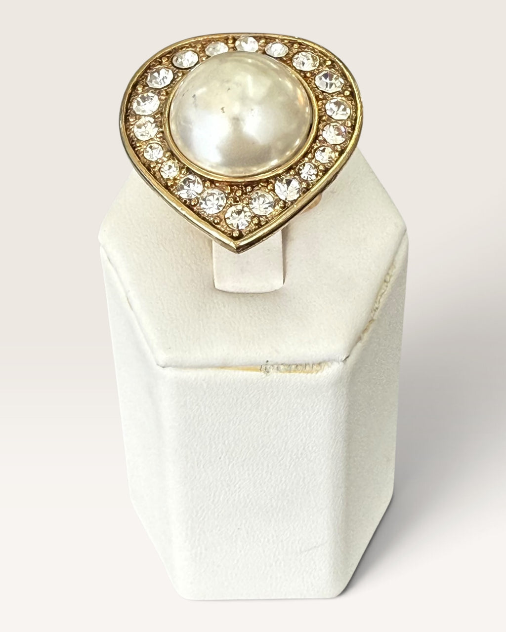 Arnold Scasaai Gold Tone Faux Pearl Pear Shaped Ring - Pre-Loves