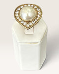 Arnold Scasaai Gold Tone Faux Pearl Pear Shaped Ring - Pre-Loves