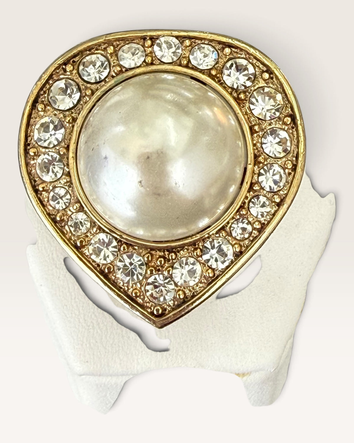 Arnold Scasaai Gold Tone Faux Pearl Pear Shaped Ring - Pre-Loves