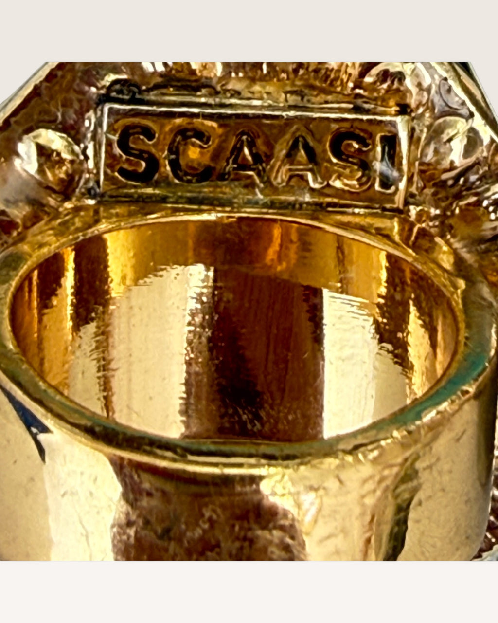 Arnold Scasaai Gold Tone Faux Pearl Pear Shaped Ring - Pre-Loves