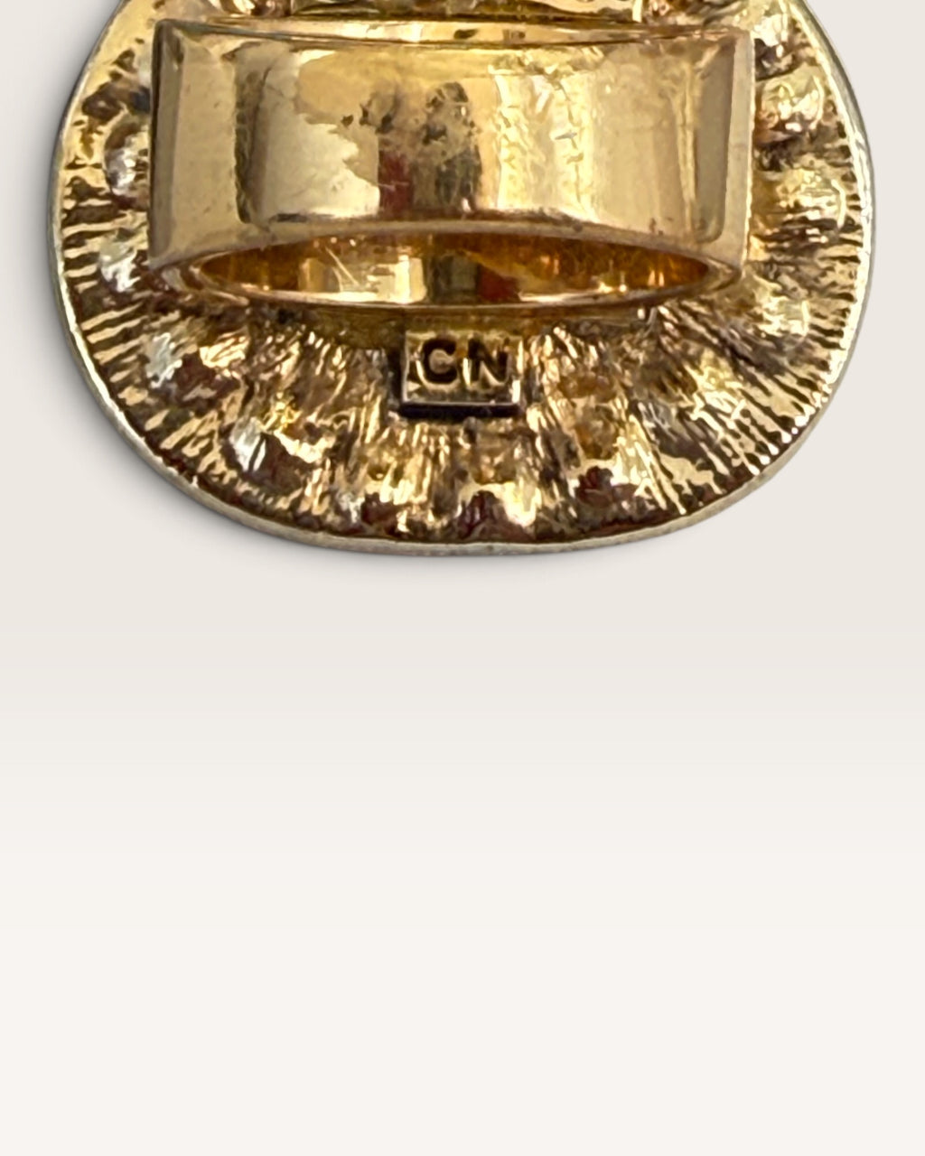 Arnold Scasaai Gold Tone Faux Pearl Pear Shaped Ring - Pre-Loves
