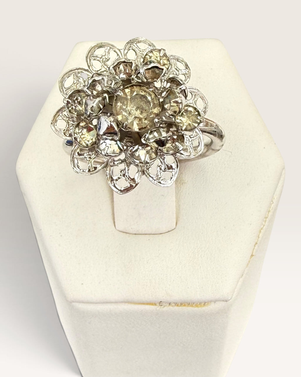 Vintage Sarah Coventry Silver Tone Flower Cluster Ring - Pre-Loved