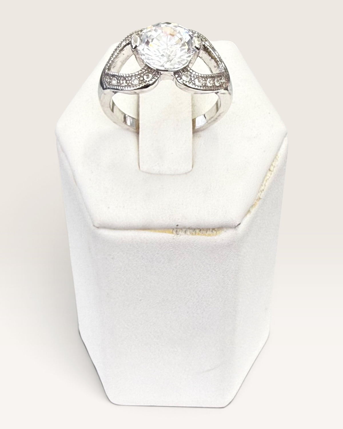Natalia V Collister (NVC) Silver Tone Cubic Zirconia Statement Ring - Pre-Loved