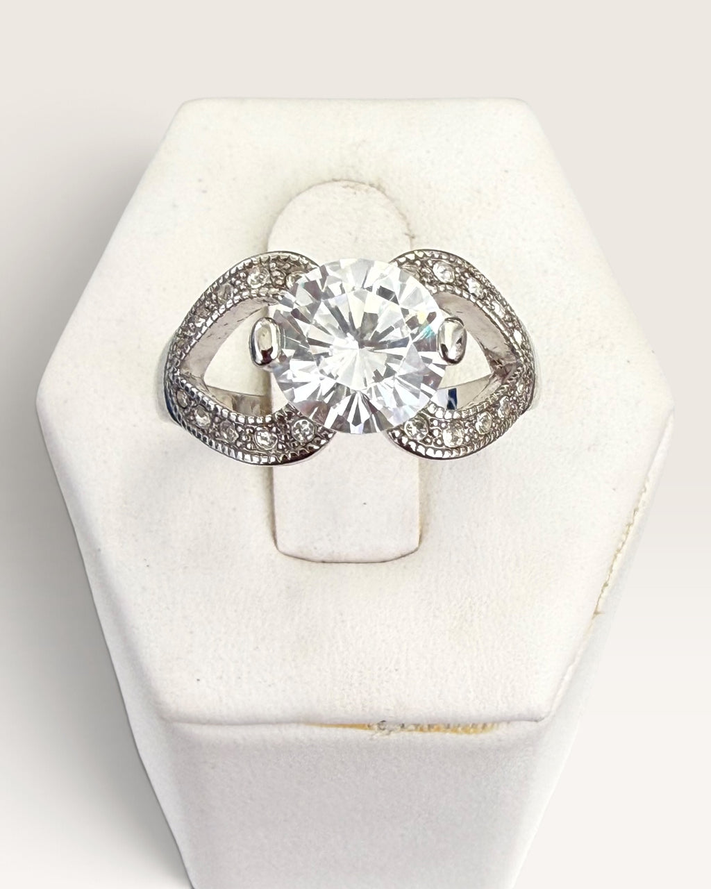 Natalia V Collister (NVC) Silver Tone Cubic Zirconia Statement Ring - Pre-Loved