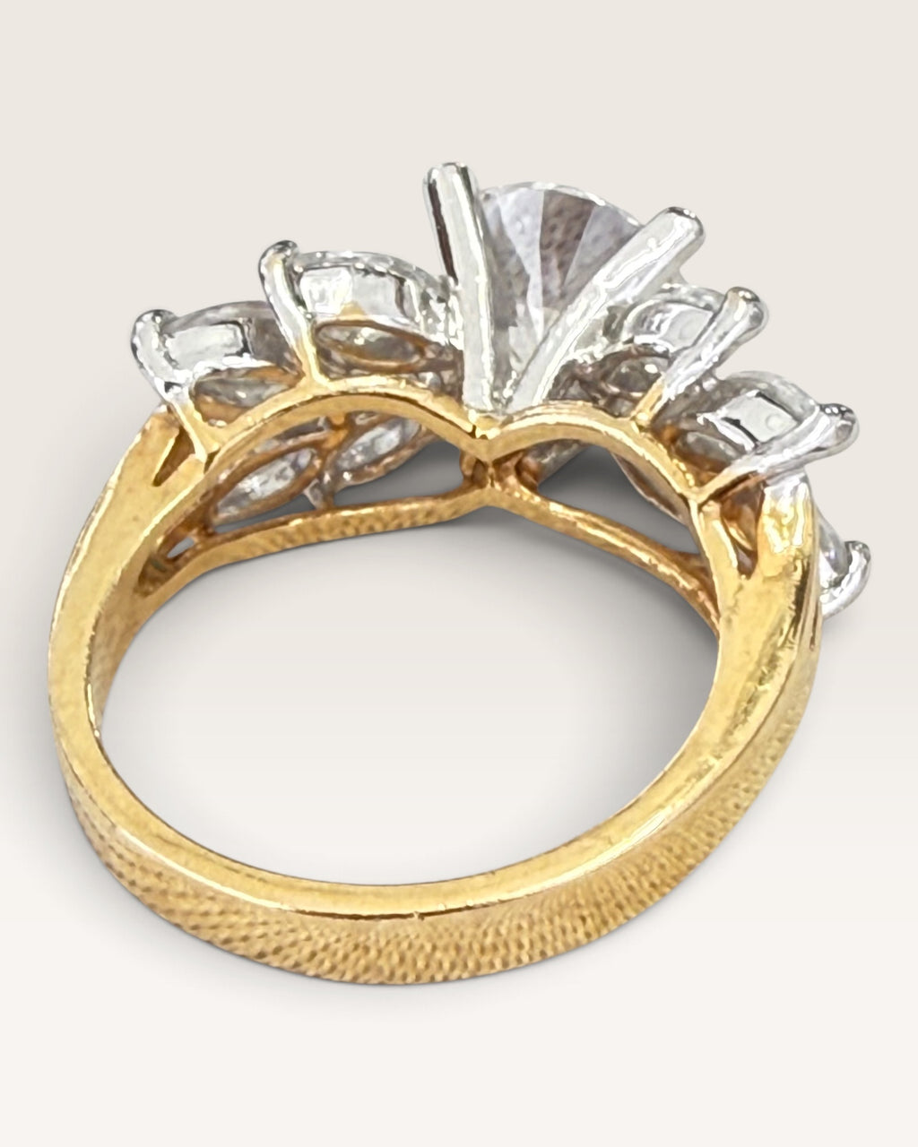 EDCO 14K Gold Tone Cubic Zirconia Cluster Ring - Pre-Loved