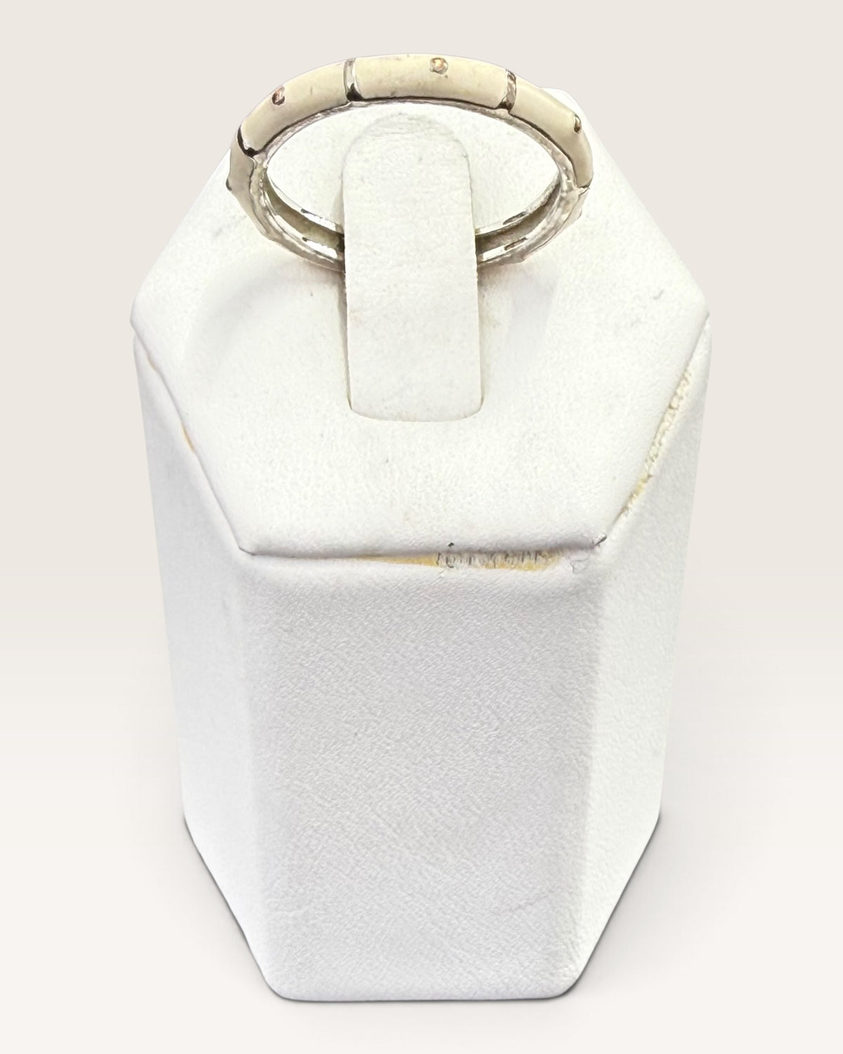 Premier Designs White Enamel Silver Tone Ring - Pre-Loved