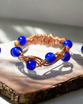 Royal Blue Obsidian Woven Wire Wrapped Ring (Size 10)