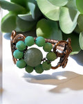 Green Chalcedony Flower Wire Wrapped Ring (Size 10)