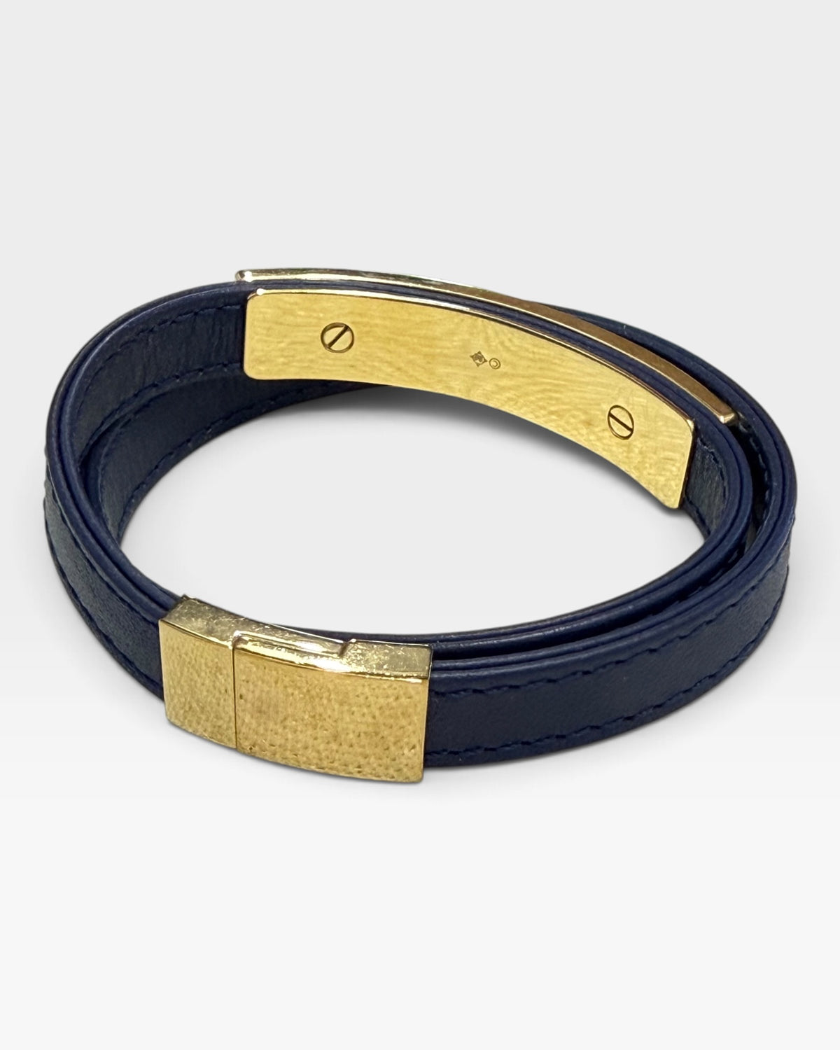 Swarovski V10 Navy Leather Wrap Bracelet - Pre-Loved