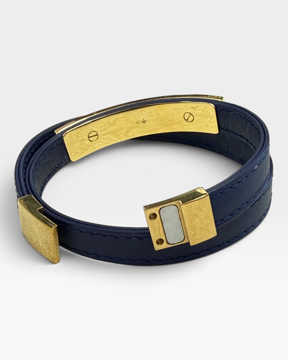 Swarovski V10 Navy Leather Wrap Bracelet - Pre-Loved