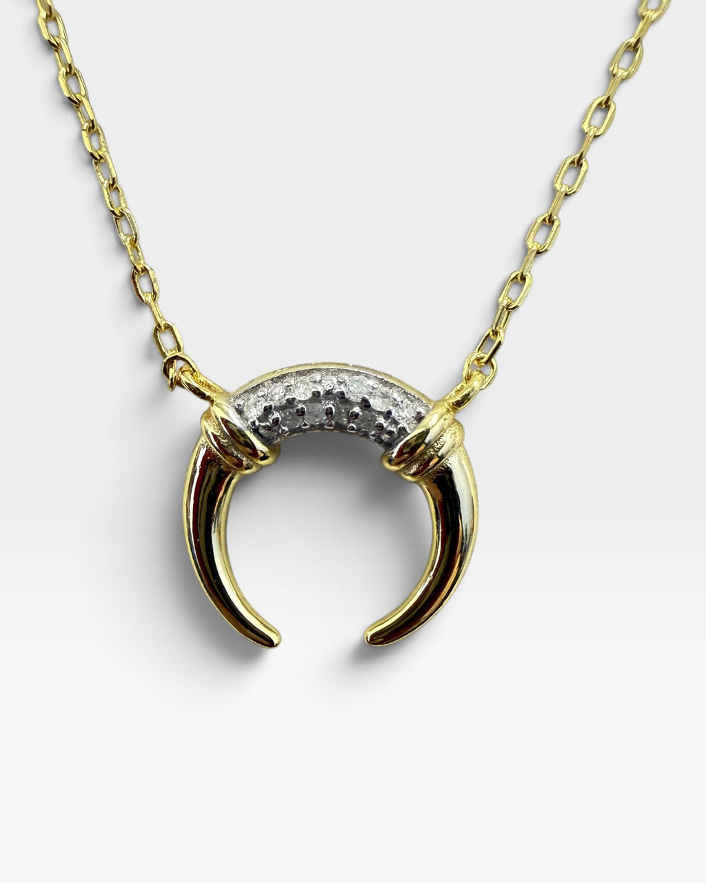 Gold Over Sterling Silver with Natural Diamonds Dainty Pendant Necklace