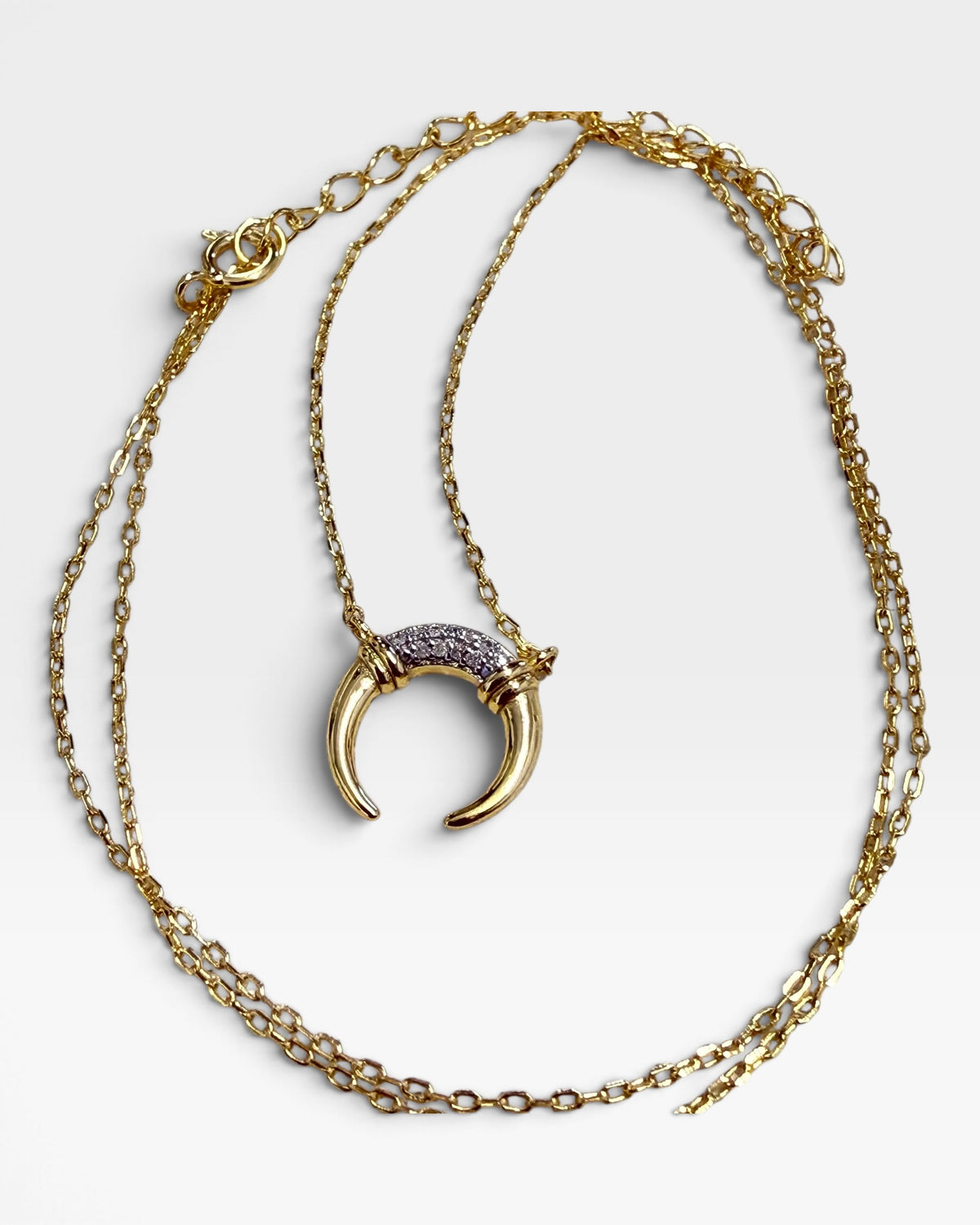 Gold Over Sterling Silver with Natural Diamonds Dainty Pendant Necklace