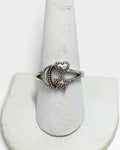 Sterling Silver Celestial Moon, Hearts & Stars Ring - Pre-Loved
