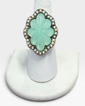 Chloe & Isabel Seascape Aqua Blue Cloud Shaped Crystal Cabachon with Clear Pave Crystals Ring - Pre-Loved