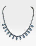 Vintage Silver Tone 16” Blue Rhinestone Necklace - Pre-Loved