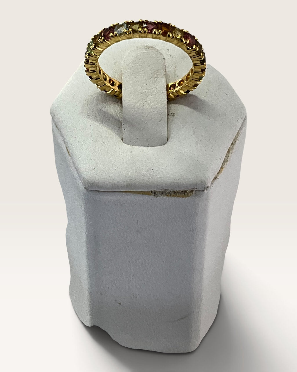 Gold Vermeil Over Sterling Silver Multi-Tourmaline Gemstone Ring