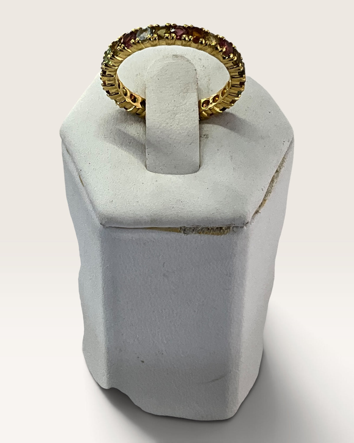 Gold Vermeil Over Sterling Silver Multi-Tourmaline Gemstone Ring