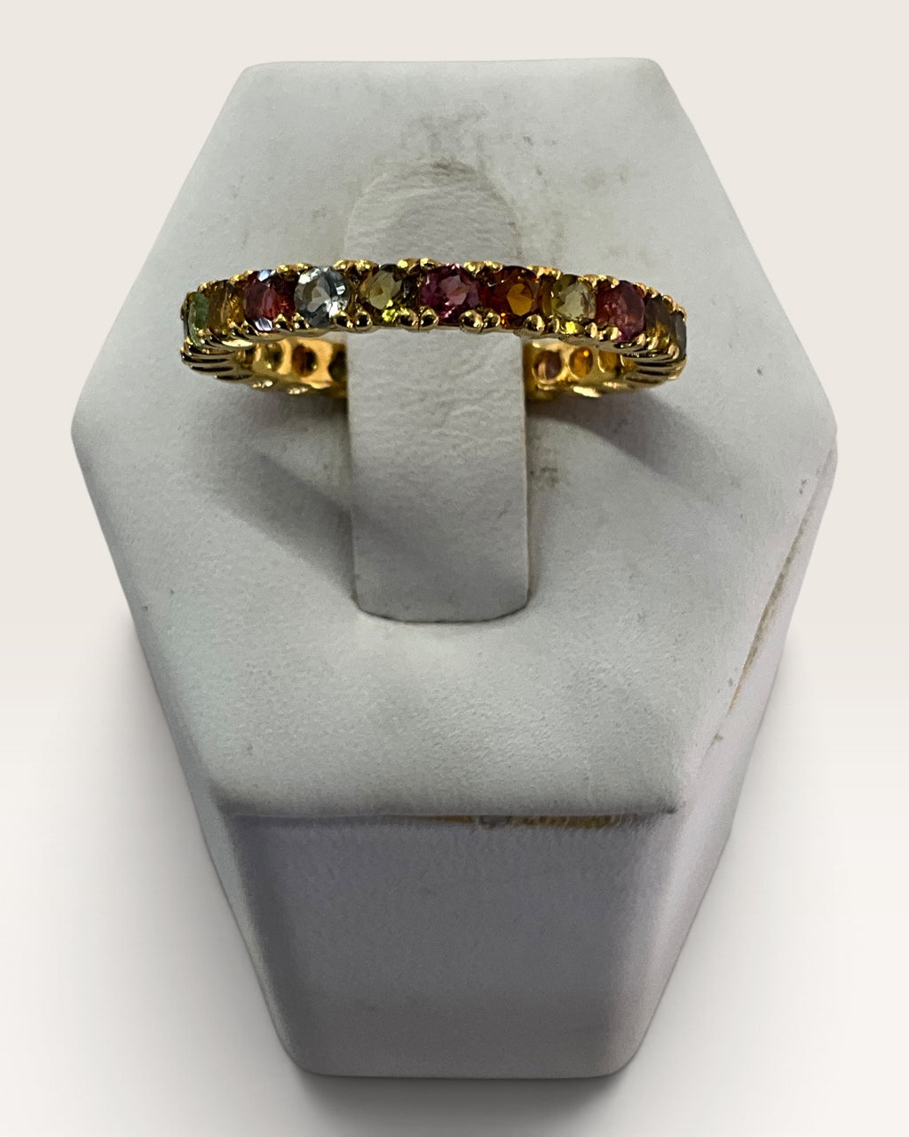 Gold Vermeil Over Sterling Silver Multi-Tourmaline Gemstone Ring