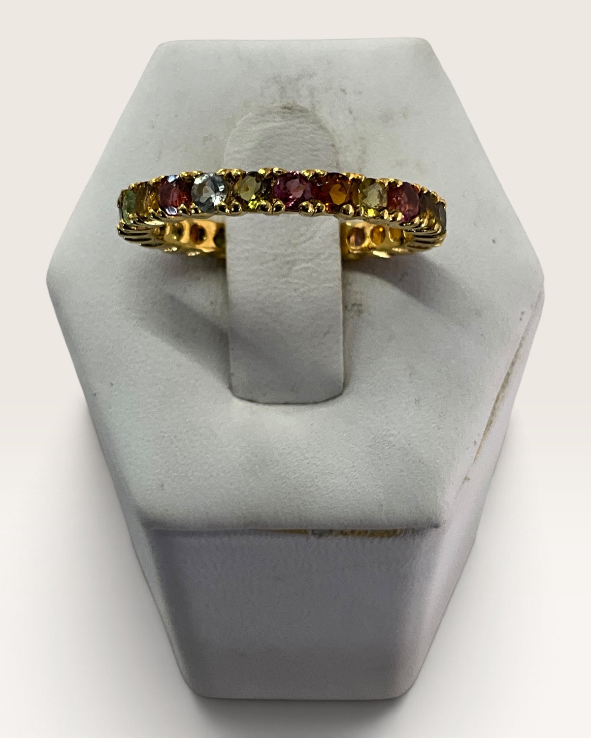 Gold Vermeil Over Sterling Silver Multi-Tourmaline Gemstone Ring
