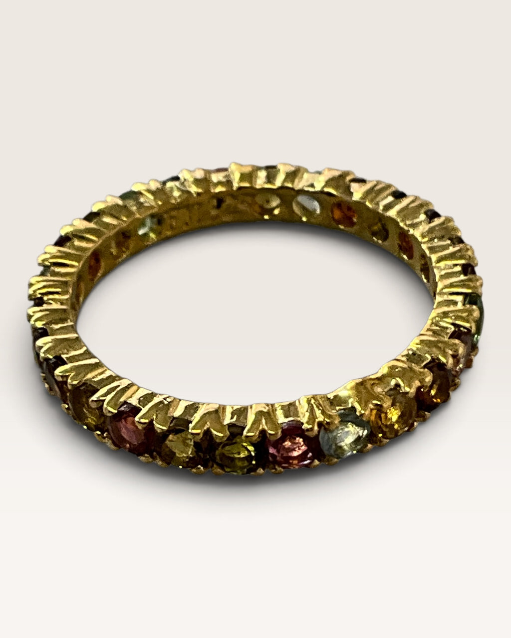 Gold Vermeil Over Sterling Silver Multi-Tourmaline Gemstone Ring