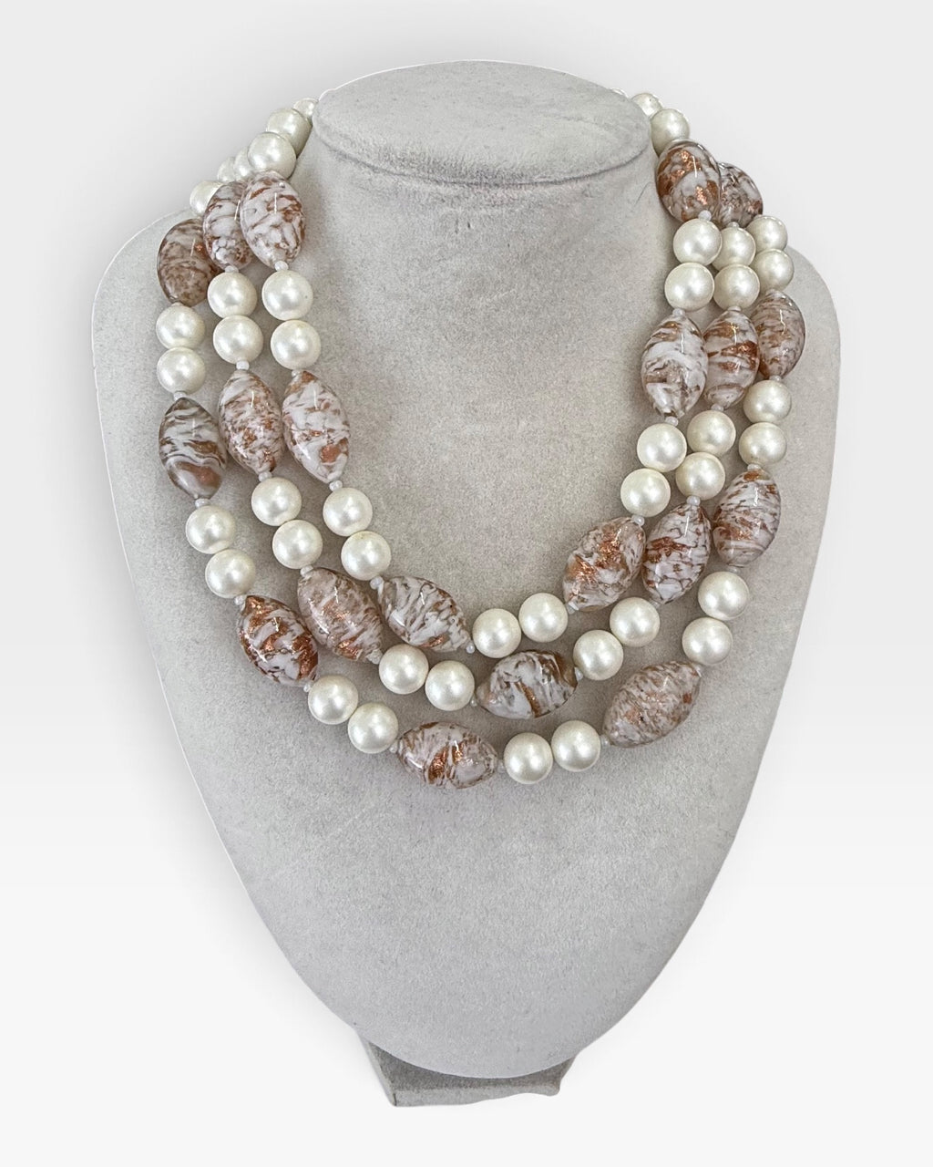 Vintage Marvella 3-Strand Faceted Glass Bead Necklace - Pre-Loved