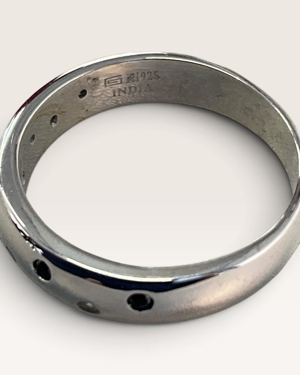 Sterling Silver Black Spinel & Zircon Gemstone Band Ring