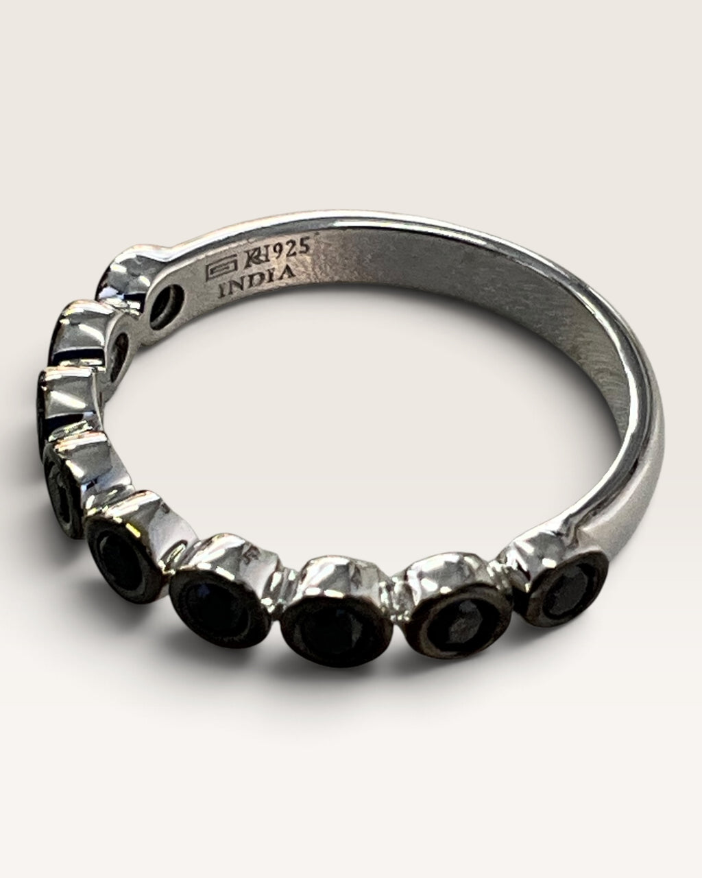 Sterling Silver Black Spinel & Zircon Gemstone Ring