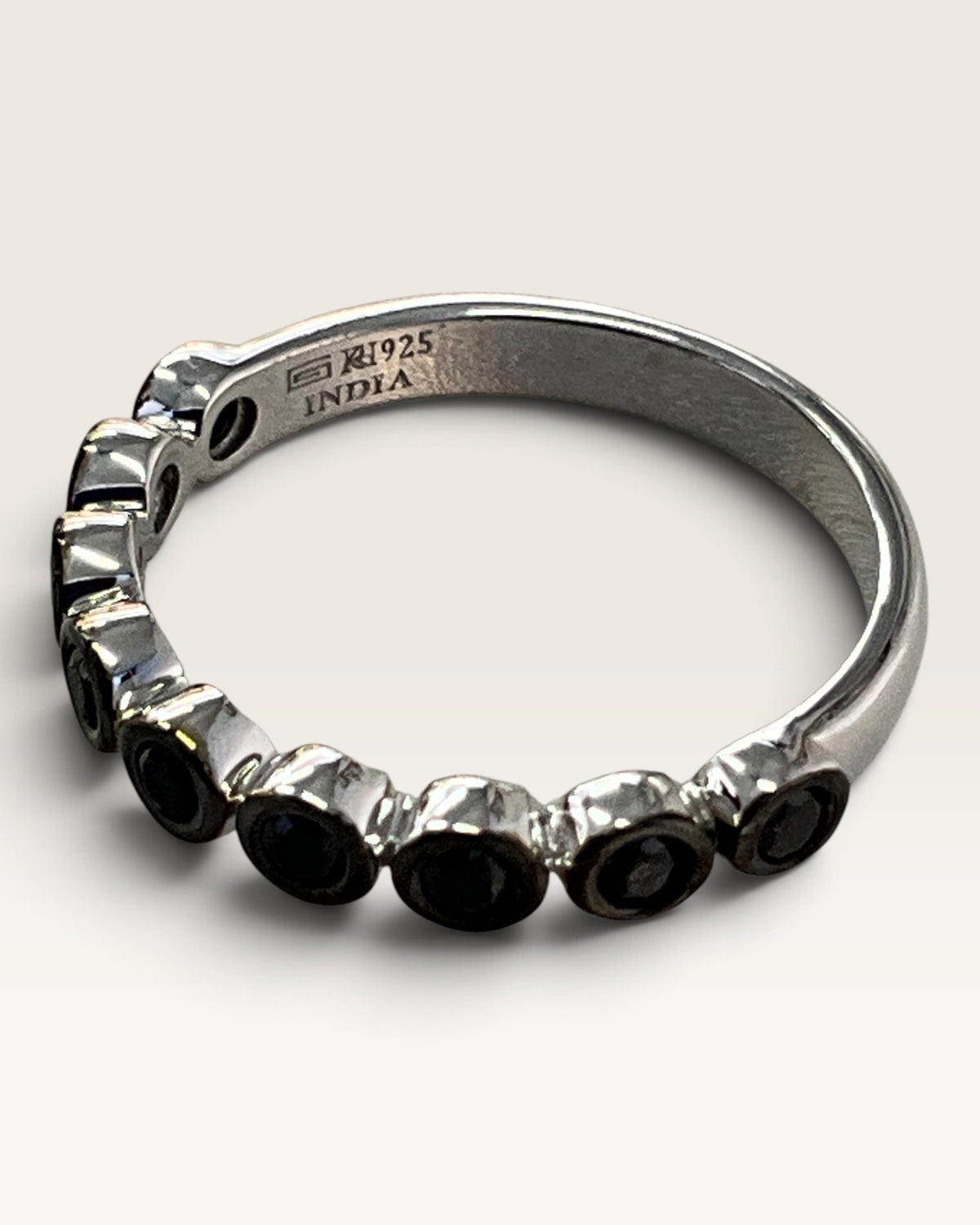 Sterling Silver Black Spinel & Zircon Gemstone Ring