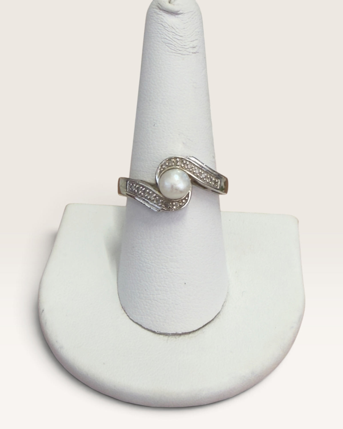 Nevada Silver Mine Sterling Silver Akoya Pearl Ring - Pre-Loved