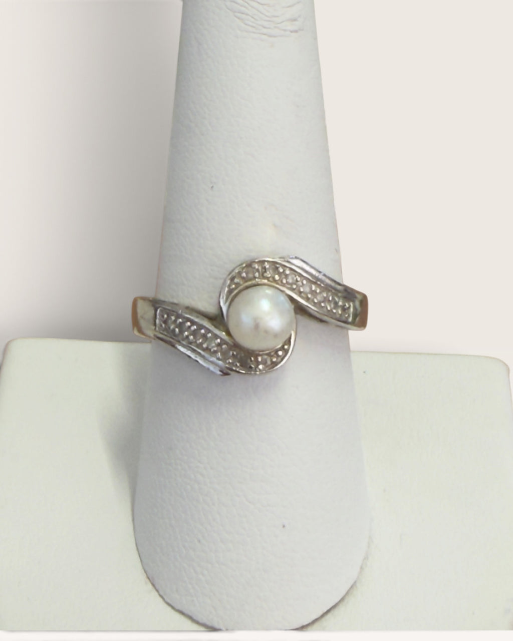 Nevada Silver Mine Sterling Silver Akoya Pearl Ring - Pre-Loved
