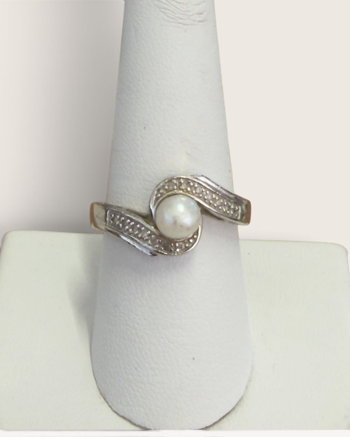 Nevada Silver Mine Sterling Silver Akoya Pearl Ring - Pre-Loved