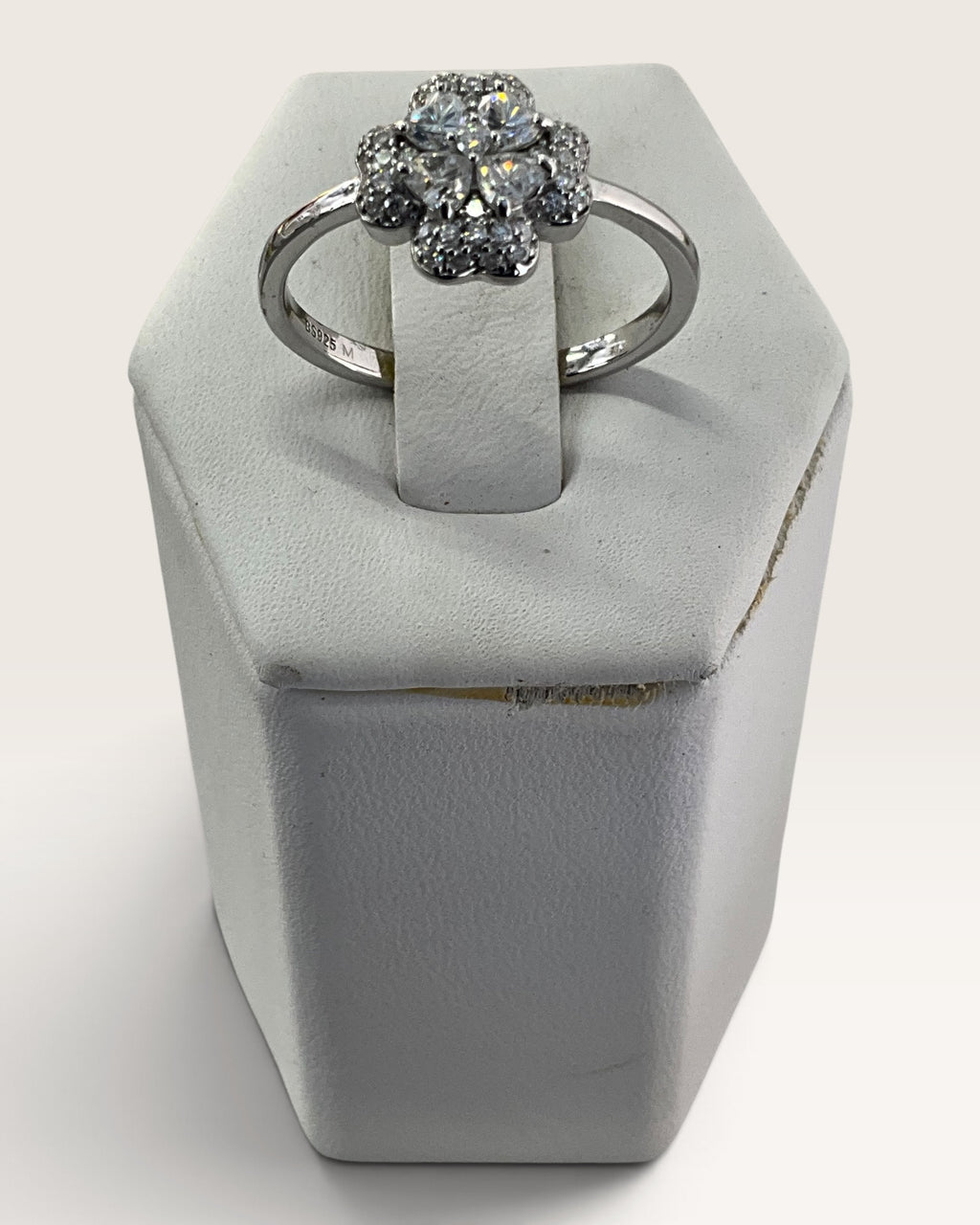 Sterling Silver Moissanite Clover/Flower Cluster Ring