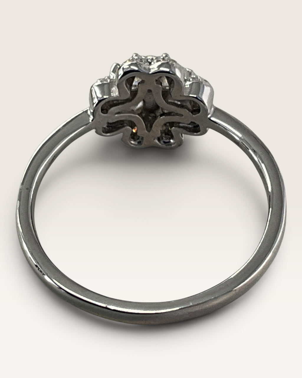 Sterling Silver Moissanite Clover/Flower Cluster Ring