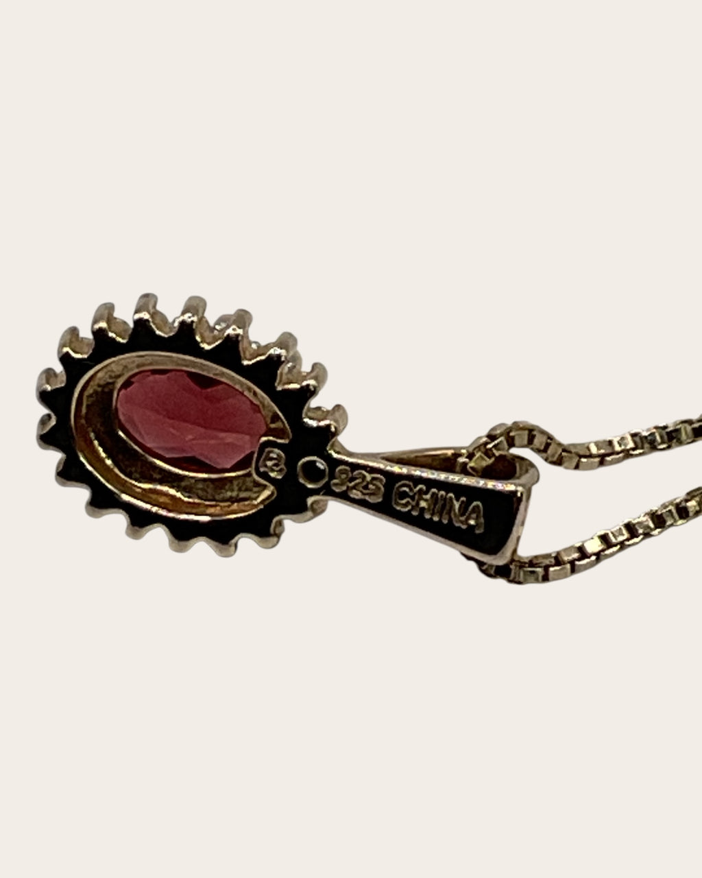 Bling Collection - Dainty Diamond & Garnet Necklace (Sterling)