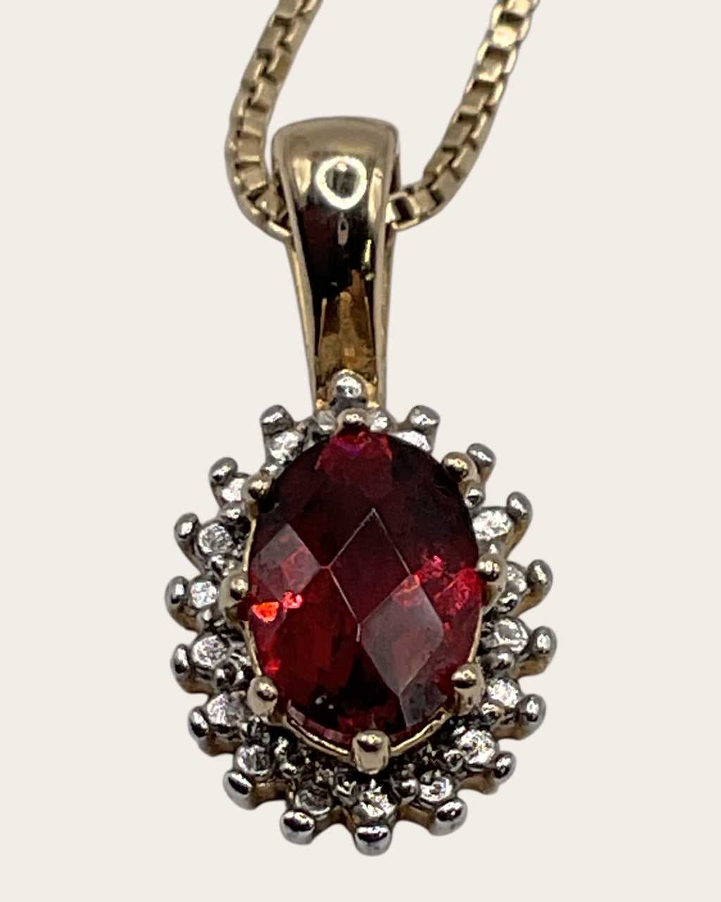 Bling Collection - Dainty Diamond & Garnet Necklace (Sterling)
