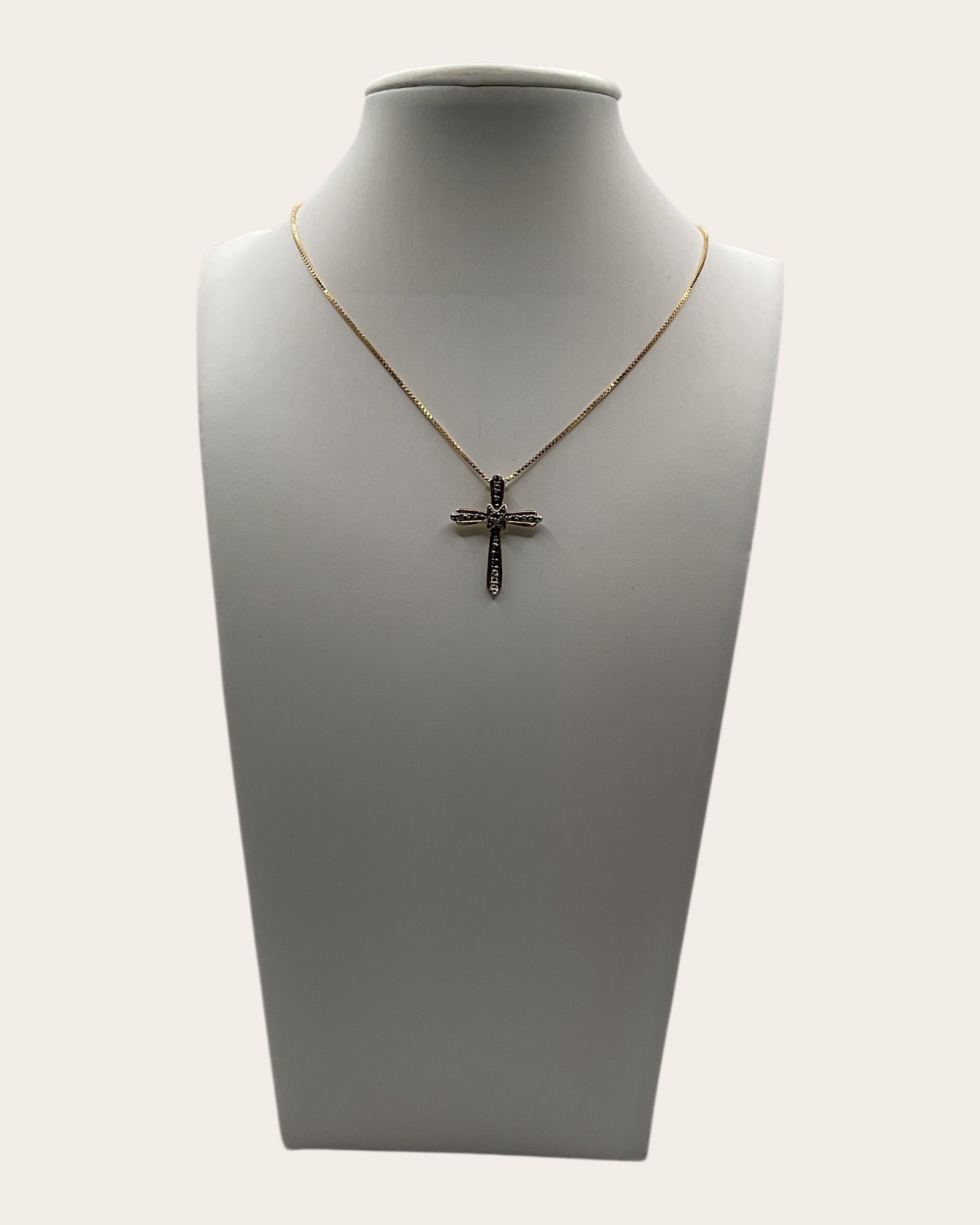 Bling Collection - Dainty Diamond Cross Necklace (Sterling)