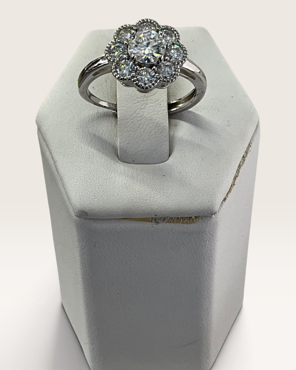 Sterling Silver Moissanite Cluster Ring