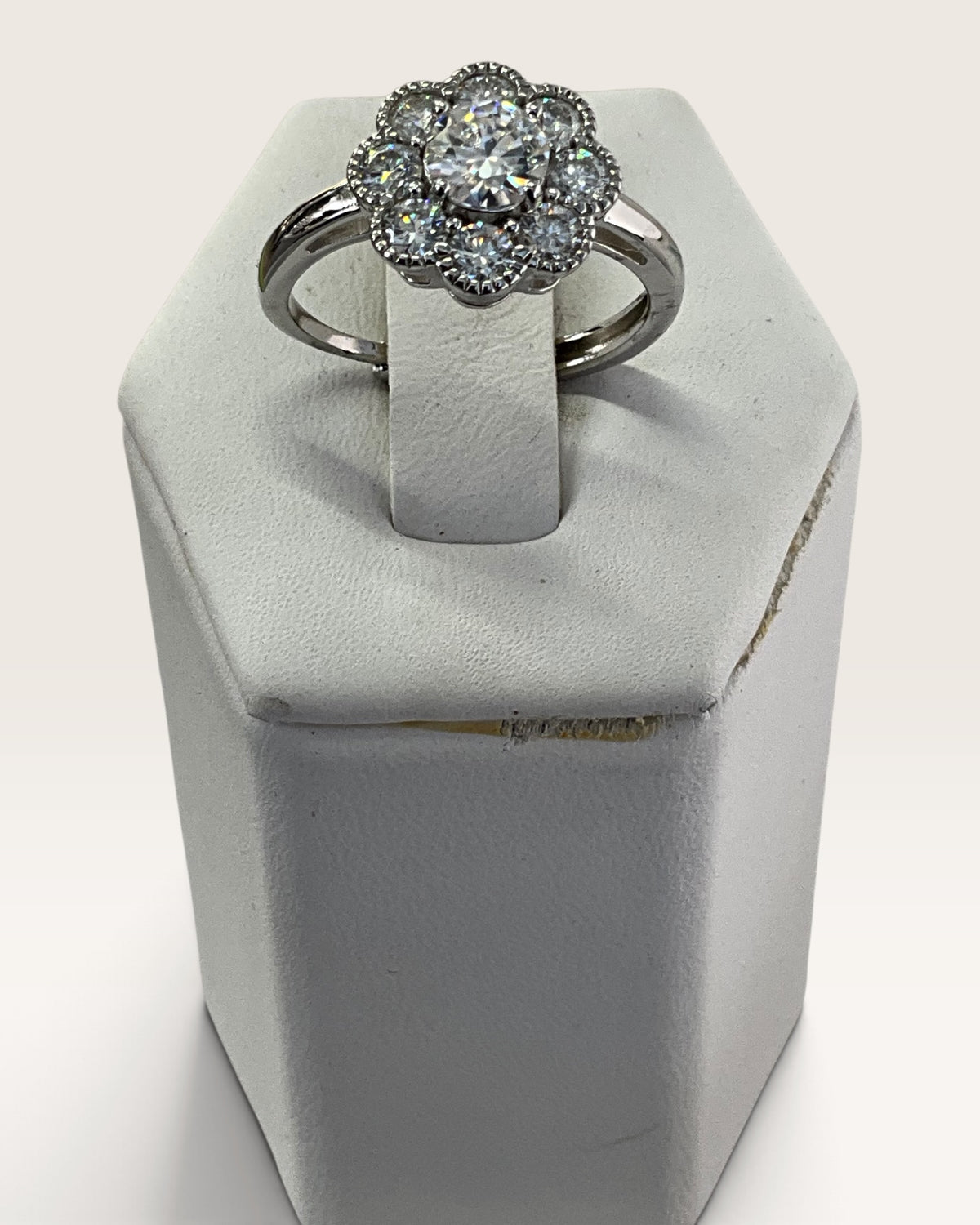 Sterling Silver Moissanite Cluster Ring